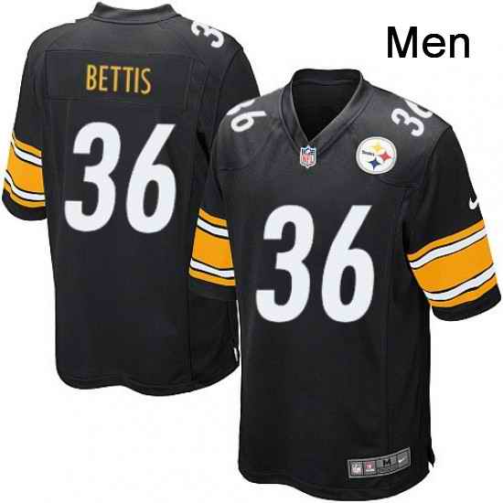 Mens Nike Pittsburgh Steelers 36 Jerome Bettis Game Black Team Color NFL Jersey